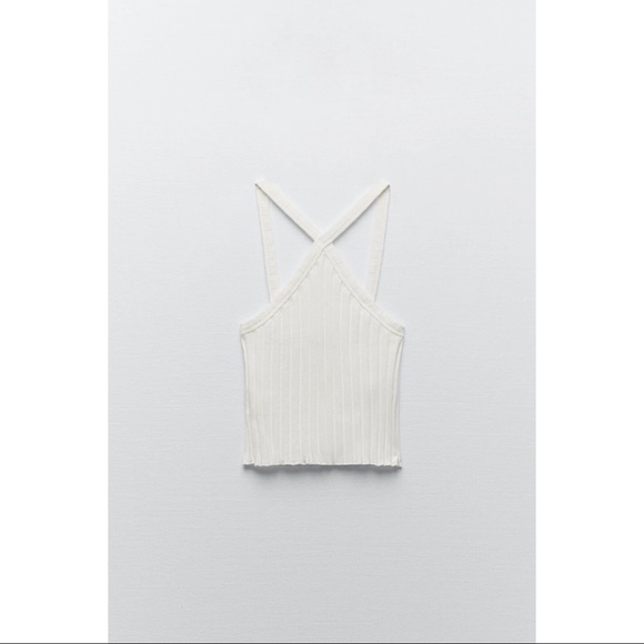 Zara - Ribbed Halter Top (black & white) - Picture 3 of 4